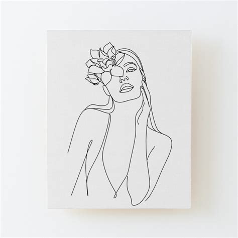 Minimal Line Art Woman With Flowers Art Print By Onelineprint