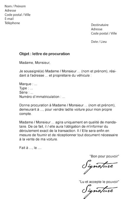 Modele De Lettre De Procuration Pour Depot De Plainte  Exemple de Lettre