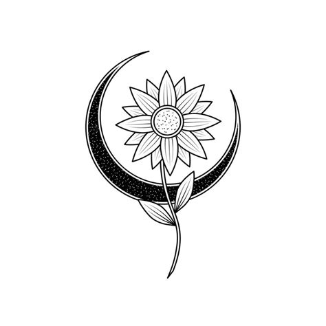 Premium Vector Monochrome Floral Moon Logo Design