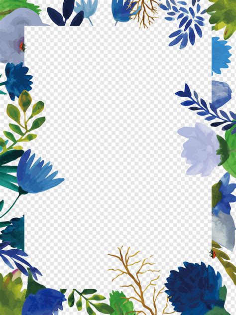 Printable Blue Flower Frame
