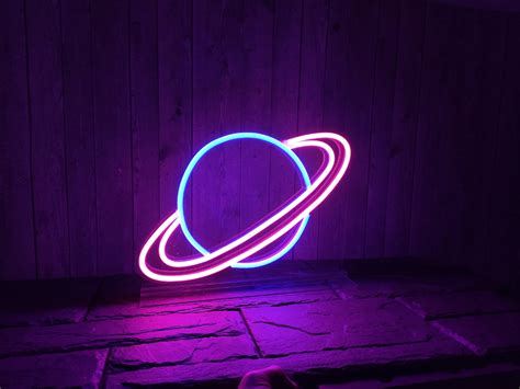A Planet Unbreakable Neon Sign Transparent Background Wall Etsy In