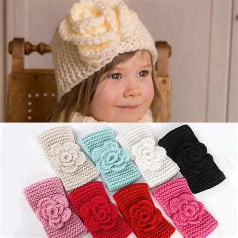 New Knit Crochet Baby Headband Flower Knot Elastic Turban Hairband Baby
