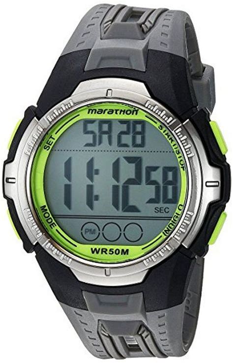 Indiglo is dim at night but adequate. Men's Timex Full Size Marathon Digital Grey Resin Watch ...