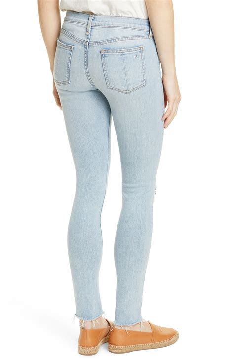 Rag And Bone Ripped Skinny Jeans In Blue Lyst