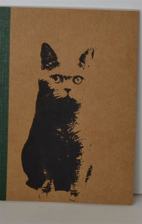 Cat Notebook A Blue Grey Screenprinted In Black Ink By Paperjamink 500 Screen Printing