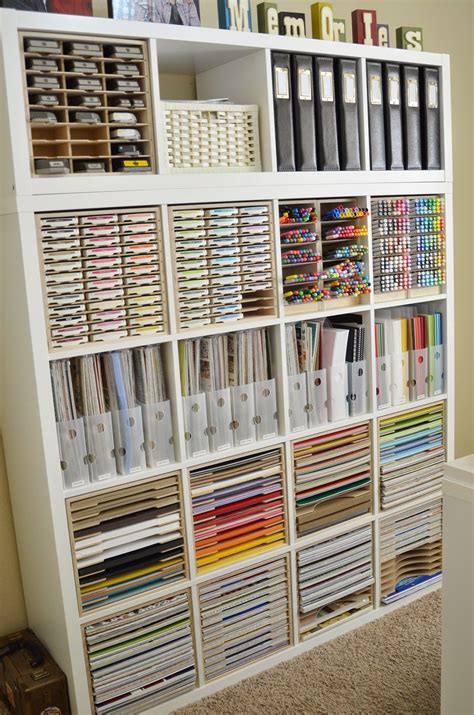 Ikea has so many options for storage among its many shelves and drawers options. Organized Craft Room | Craft paper storage, Craft room ...