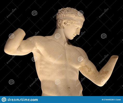 Ancient Greek Marble Statue Of Diadoumenos Youth Tying A Fillet