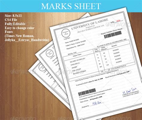 Detail Marks Certificate Marks Sheet By Mehrodesigns Graphicriver