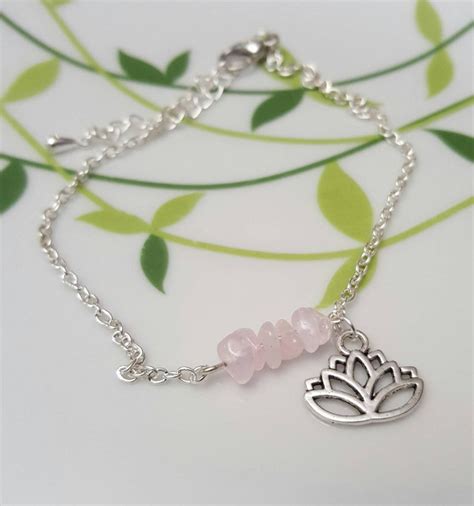 Pink Anklet Rose Quartz Gemstone Anklet Healing Beaded Jewelry Etsy