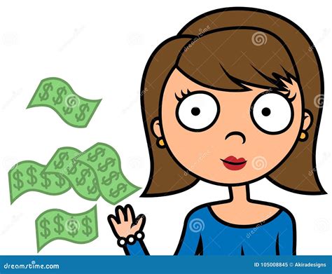 Cartoon Illustration Woman Spend Waste Money Stock Vector