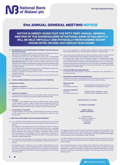 51st Annual General Meeting Notice