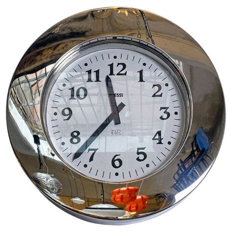 Italian Modern Round Stainless Steel Wall Clock With White Dial By