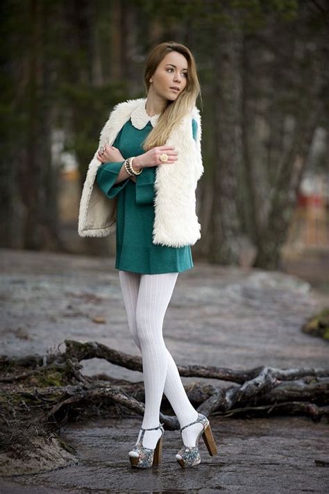 50 Fresh New Ways To Wear White Tights Sortashion White Tights Pantyhose Outfits Tights Outfit