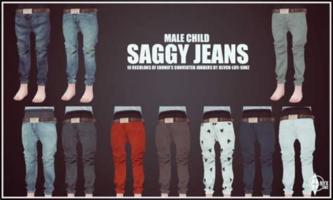 Onyx Sims Child Male Saggy Jeans Recolors Sims 4 Downloads