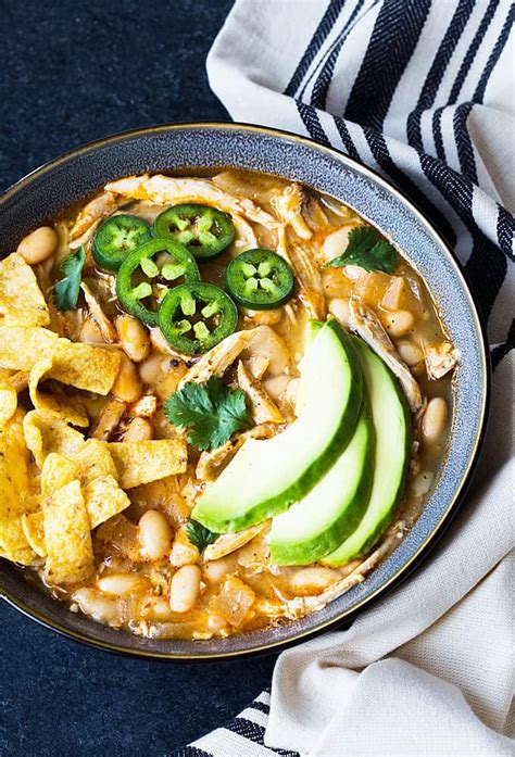 Diced green chiles, garlic and onion bring lots of delicious flavor to this comforting chicken chili. White Chicken Chili | The Blond Cook