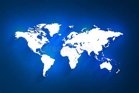White World Map On Blue Background Vector Stock Vector Illustration