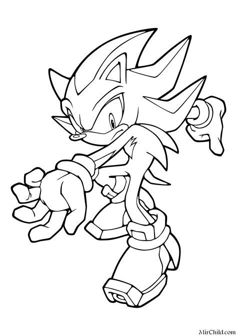 Раскраска Sonic The Hedgehog Ёж Шэдоу всегда действует быстро