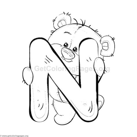 N.a coloring page filled with florals in the shape of the letter n.this printable is a pdf and includes 2 pages, a small version and a large version. Teddy Bear Alphabet Letter N Coloring Pages | Alphabet ...