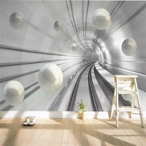 Custom Photo Wallpaper Modern Abstract Tunnel Space Sphere 3d