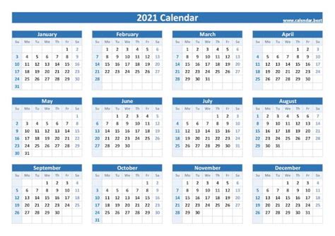 2021 Calendar Calendarbest