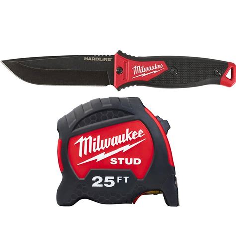 Milwaukee Hardline 5 In Aus 8 Steel Fixed Blade Knife With 2 5 Ft X 1
