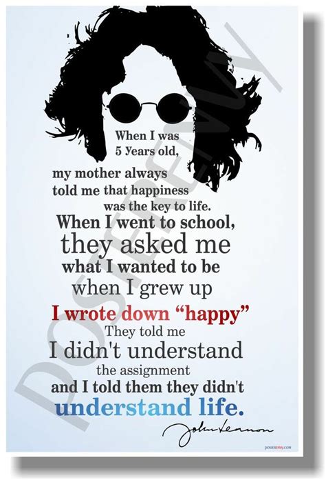 Shop famous quotes posters and art prints created by independent artists from around the globe. I Wrote Down "Happy" 2 - John Lennon - NEW Famous Musician ...