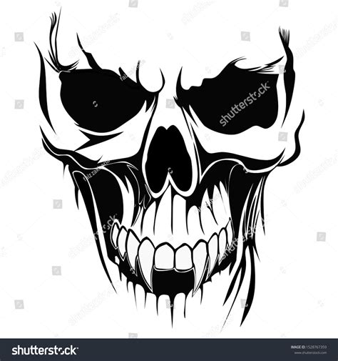 Black White Skull Illustration Art Skull Vector De Stock Libre De