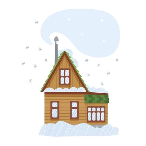 Premium Vector Winter Country Cozy House In Snowy Day