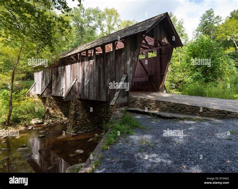 One Of The Last Two Remaining Covered Bridges In North Carolina Stock