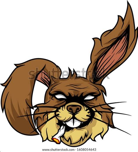 Ugly Rabbit Head Vector Cartoon Stock Vector Royalty Free 1608054643