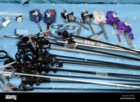A Selection Of Laparoscopic Instruments And Ports Stock Photo Alamy
