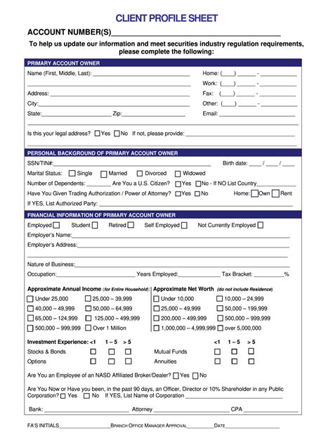 Financial Advisor Client Profile Template Fill Out And Sign Online Dochub