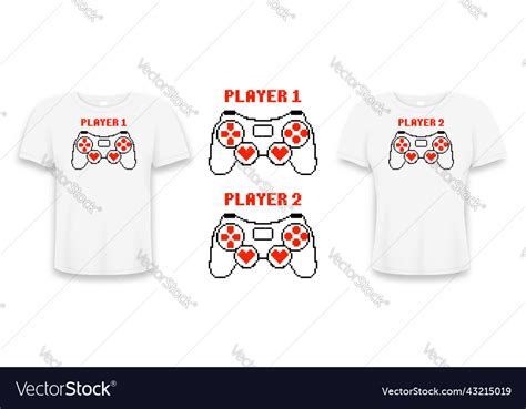 Couple T Shirt Design With Gamepad Pixel Art Style