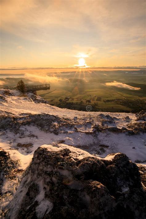 Majestic Sunrise In The Winter Mountains Landscape Stock Photo Image