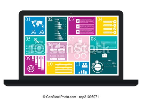 Computer Infographic Template Vector Illustration Of Flat Infographics Template Web Elements
