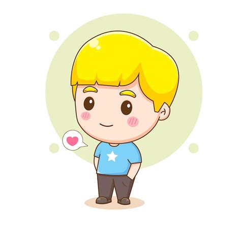 Premium Vector Cute Happy Boy Stands With His Hands In Pockets Chibi