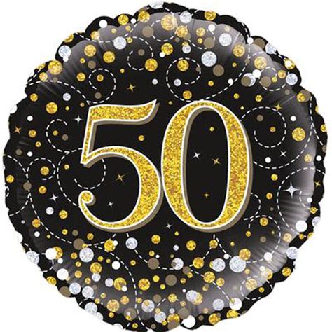 50th Birthday Sparkling Fizz Black 18 Foil Balloon