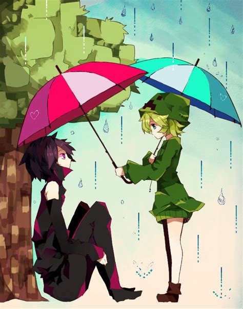 Minecraft Love Creeper X Enderman In The Rain Dont You Love This