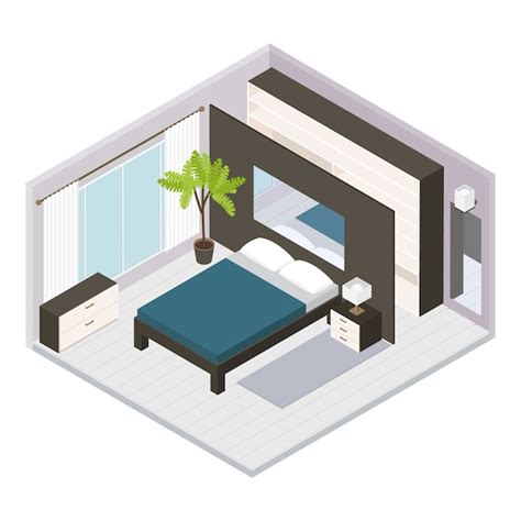 Free Vector 3d Isometric Bedroom Interior