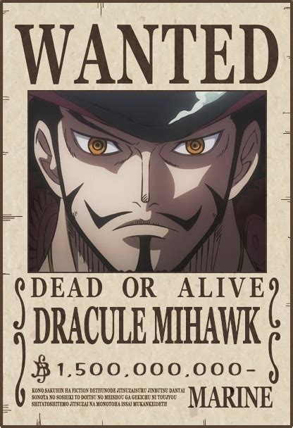 Dracule Mihawk One Piece Wanted 1 One Piece Posters Wanted