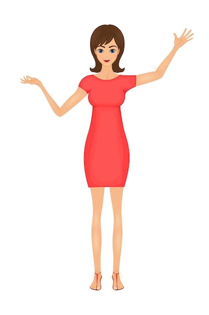 Premium Vector Illustration Of Cute Cartoon Business Woman In A Red Dress