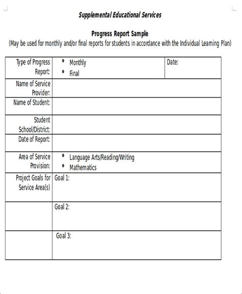 Student Progress Report Template Word Hq Printable Documents