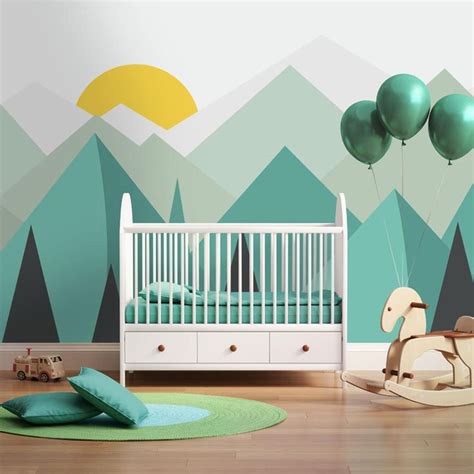 Hand Painted Mint Green Geometric Nursery Children