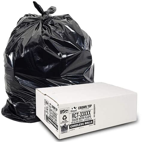 33 Gallon Black Low Density Ez Tie Closure Trash Bag 100 Count Rct