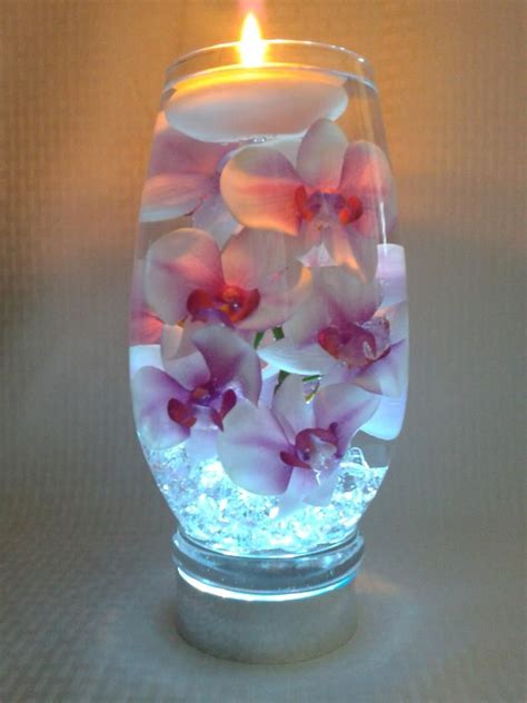 Pink Orchids Float In A 10 Inch Glass Vase Filled With Water Perfect For Wedding Reception