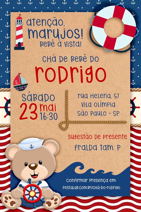Convite Urso Marinheiro Festalab