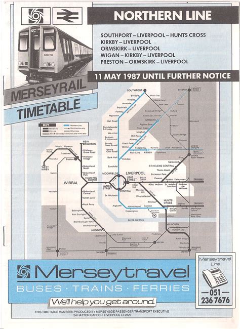 Merseyrail Northern Line Timetable Effective 11th May 1987 Flickr