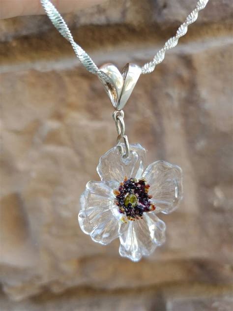 Hand Blown Murano Glass Pink Or Clear Rosehip Flower Necklace Etsy Valentines Necklace