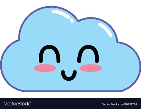 Kawaii Cute Happy Cloud Weather Royalty Free Vector Image