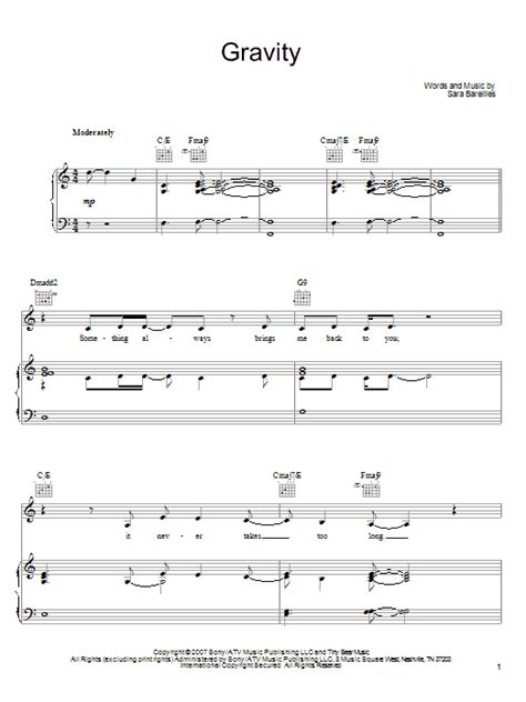 Sara Bareilles Gravity Sheet Music Download Pdf Score 64368